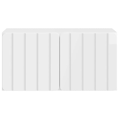 Wandbeugel TV-kast Hoogglans Wit 59,5 x 31 x 30 cm Bewerkt hout