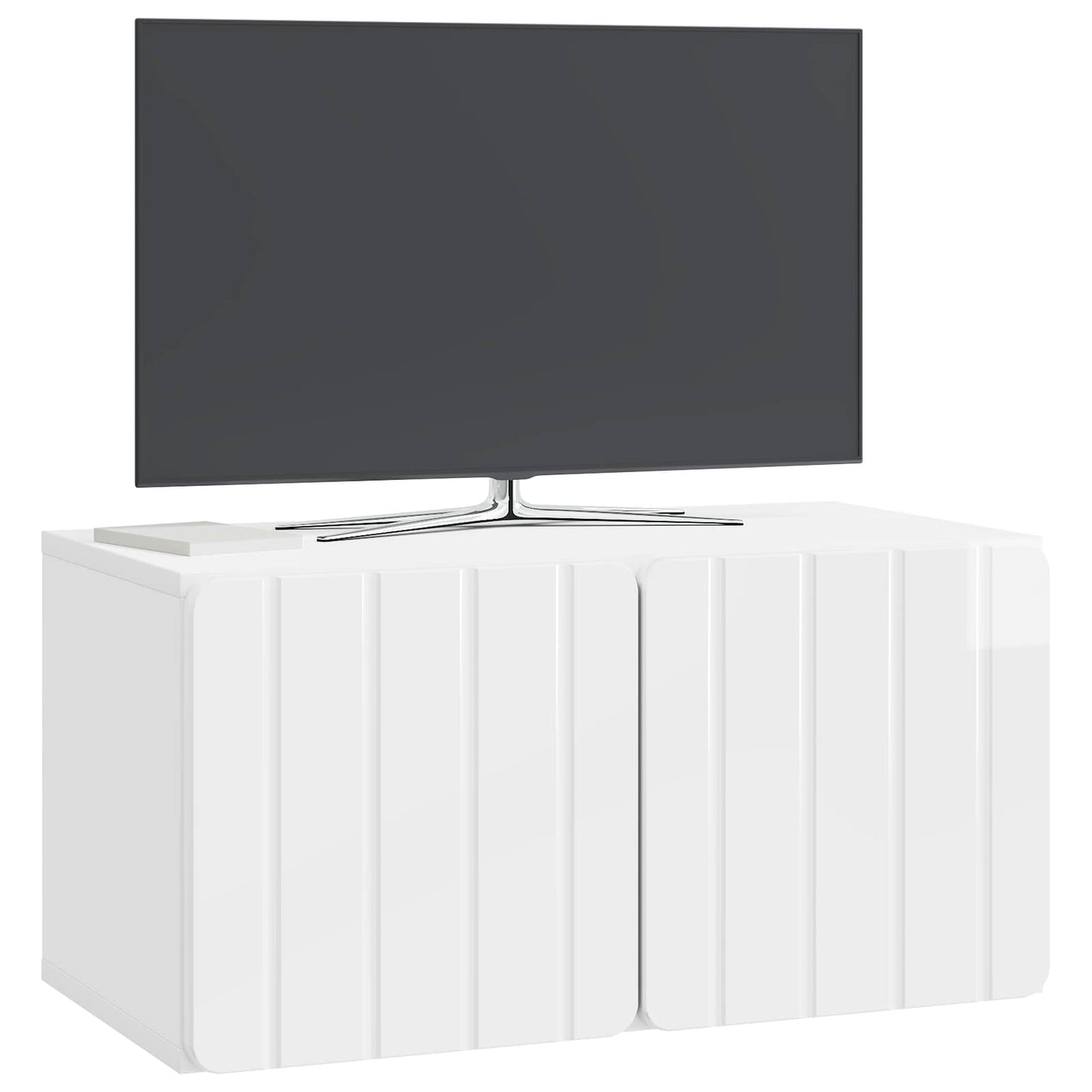 Wandbeugel TV-kast Hoogglans Wit 59,5 x 31 x 30 cm Bewerkt hout