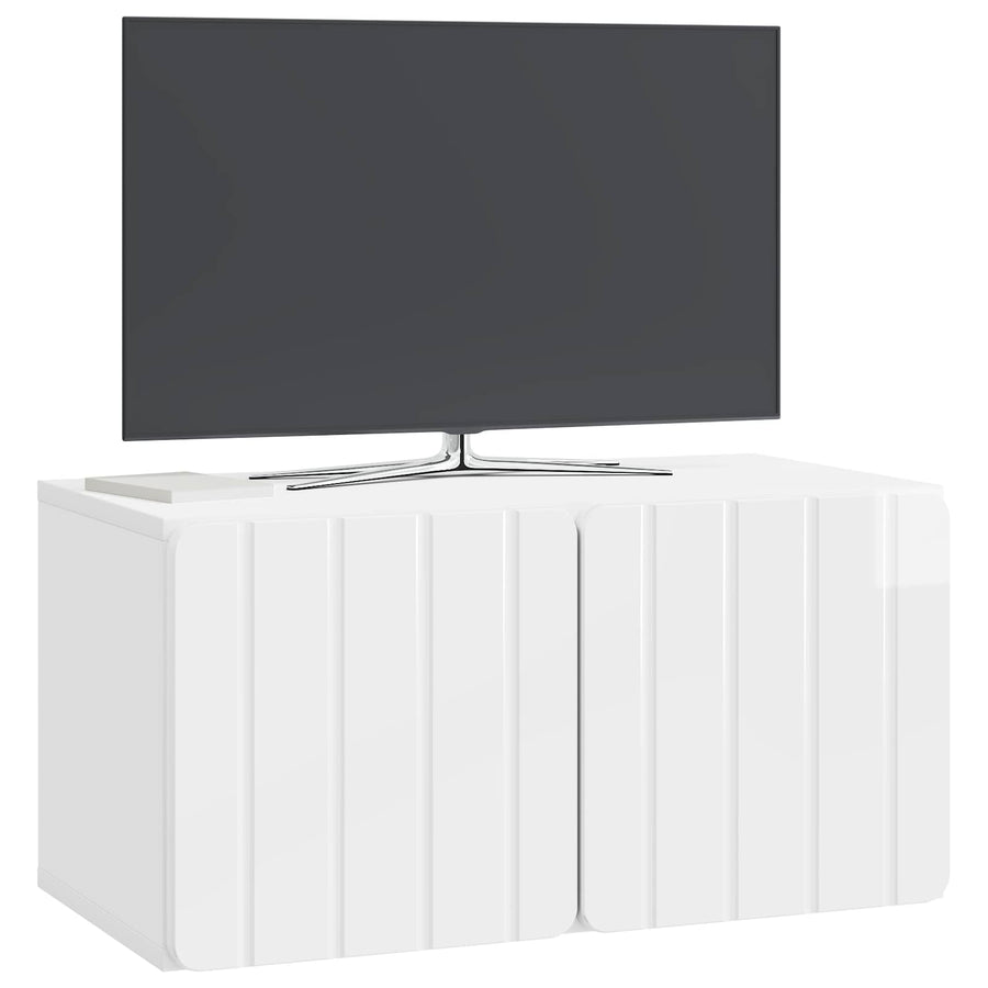 Wandbeugel TV-kast Hoogglans Wit 59,5 x 31 x 30 cm Bewerkt hout