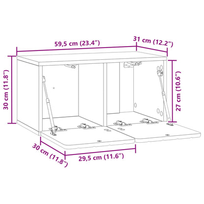 Wandbeugel TV-kast Gerookt eiken 59,5 x 31 x 30 cm Bewerkt hout