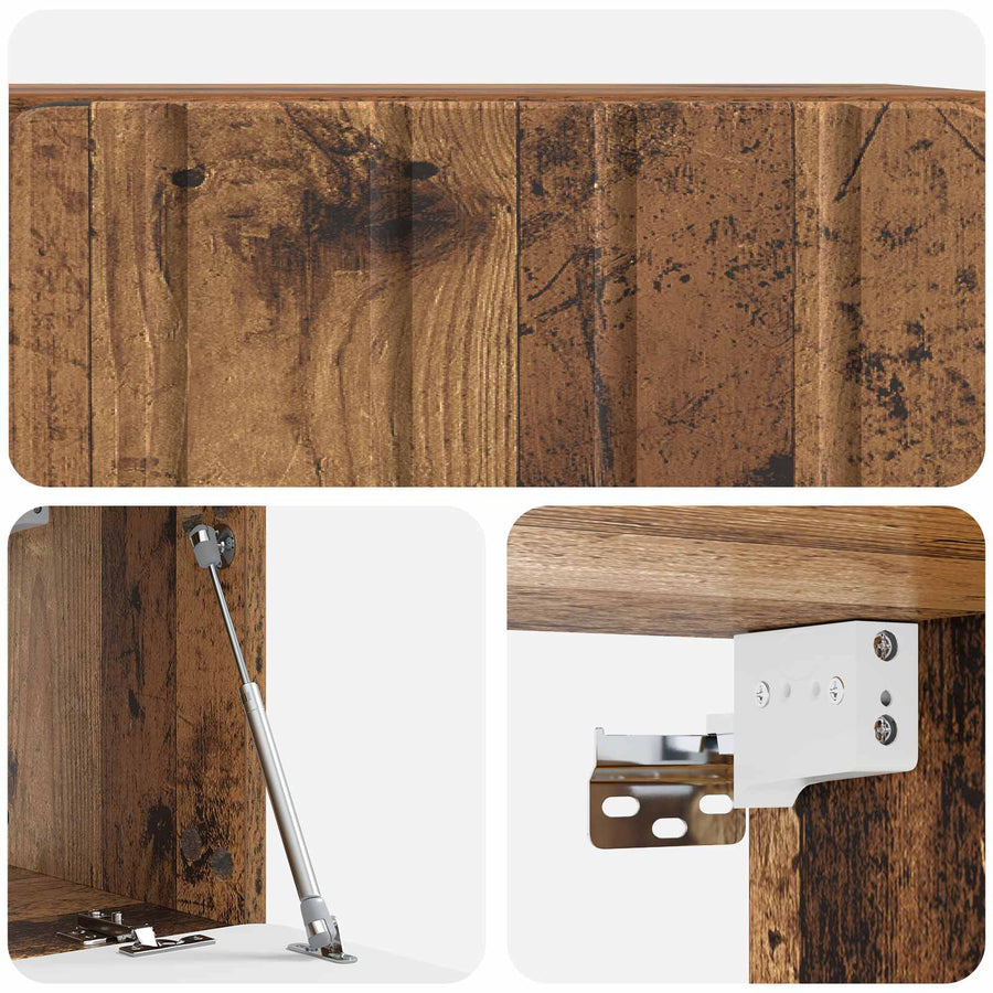 Wandbeugel TV-kast Oud hout 59,5 x 31 x 30 cm Bewerkt hout