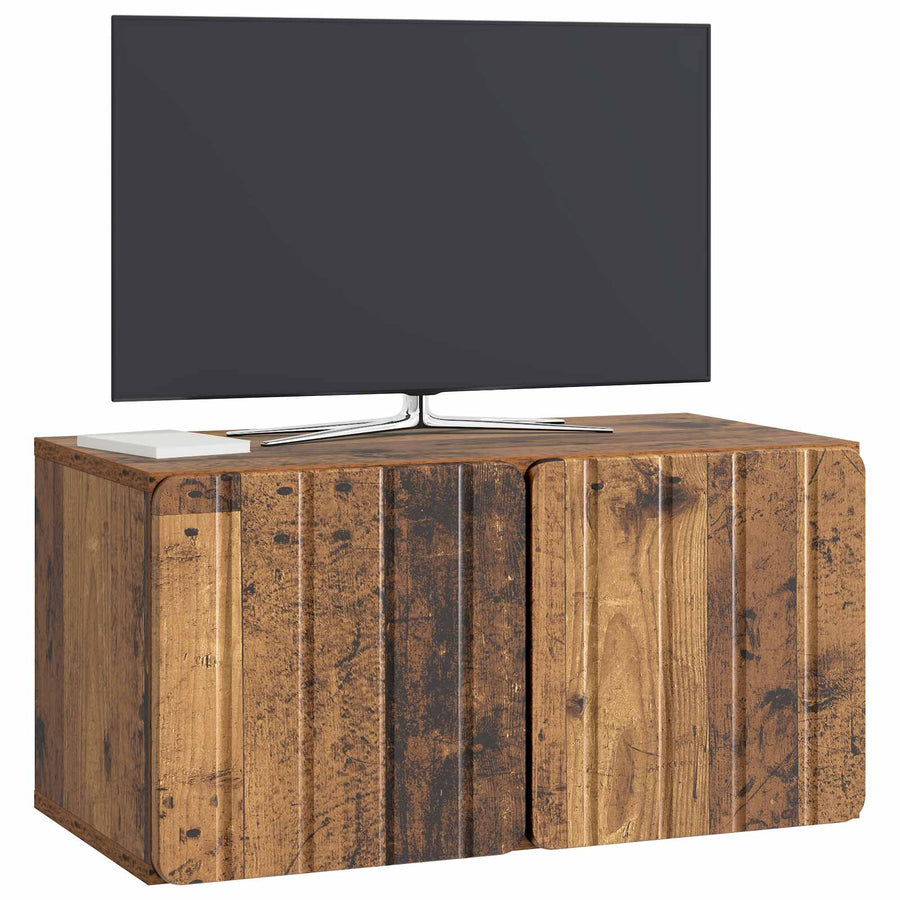 Wandbeugel TV-kast Oud hout 59,5 x 31 x 30 cm Bewerkt hout