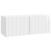 Tv-kast 78,5x31x30 cm bewerkt hout hoogglans wit