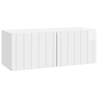 Wandbeugel TV-kast Hoogglans Wit 78,5 x 31 x 30 cm Bewerkt hout