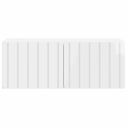 Wandbeugel TV-kast Hoogglans Wit 78,5 x 31 x 30 cm Bewerkt hout