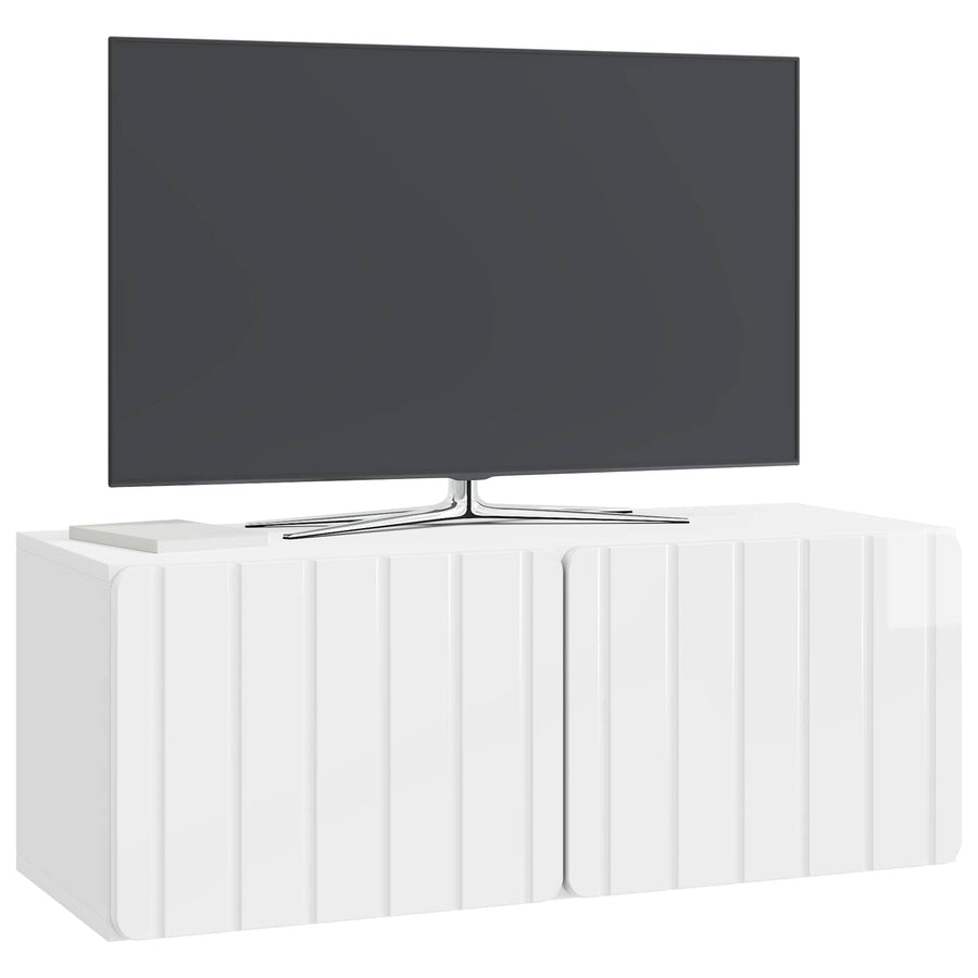 Wandbeugel TV-kast Hoogglans Wit 78,5 x 31 x 30 cm Bewerkt hout