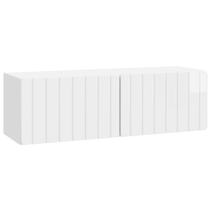 Wandbeugel TV-kast Hoogglans Wit 98 x 31 x 30 cm Bewerkt hout
