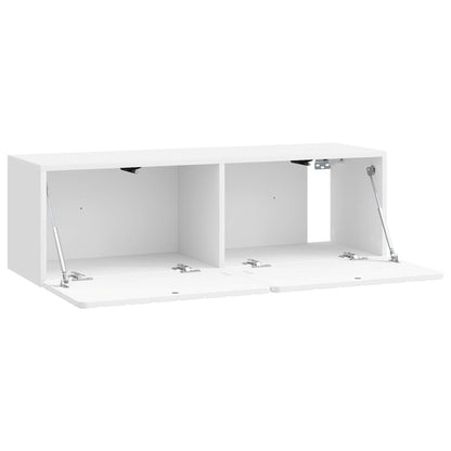 Wandbeugel TV-kast Hoogglans Wit 98 x 31 x 30 cm Bewerkt hout