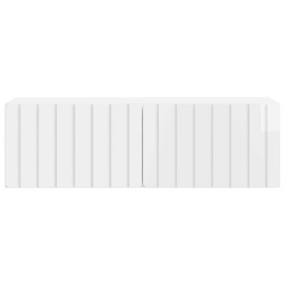 Wandbeugel TV-kast Hoogglans Wit 98 x 31 x 30 cm Bewerkt hout