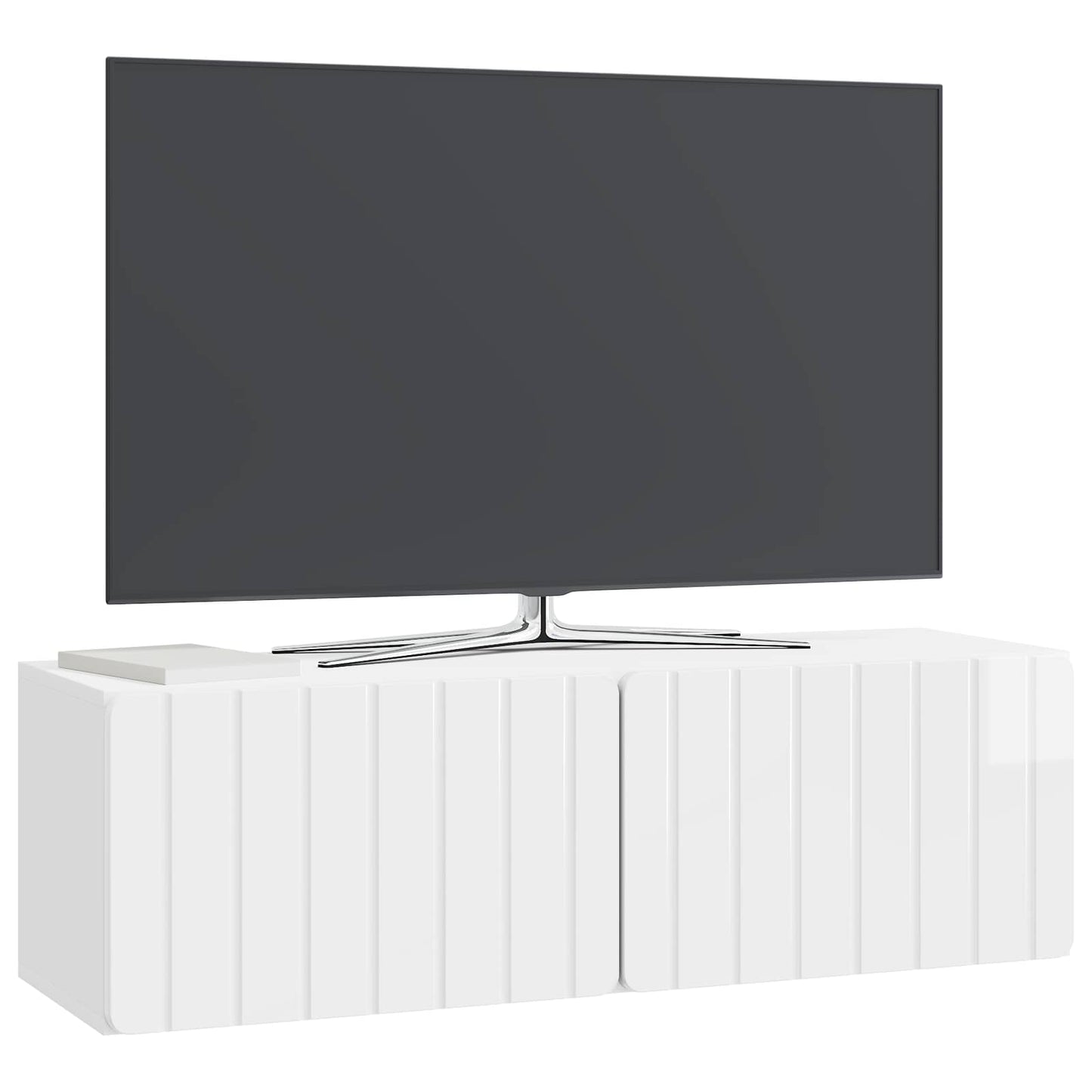 Wandbeugel TV-kast Hoogglans Wit 98 x 31 x 30 cm Bewerkt hout