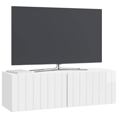 Wandbeugel TV-kast Hoogglans Wit 98 x 31 x 30 cm Bewerkt hout