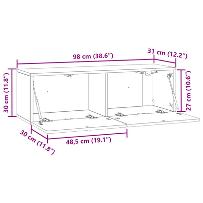 Wandbeugel TV-kast Grijs sonoma 98 x 31 x 30 cm Bewerkt hout