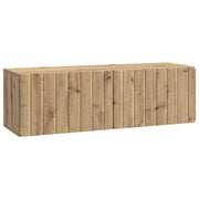 Wandkast 98x31x30 cm artisanaal eiken bewerkt hout