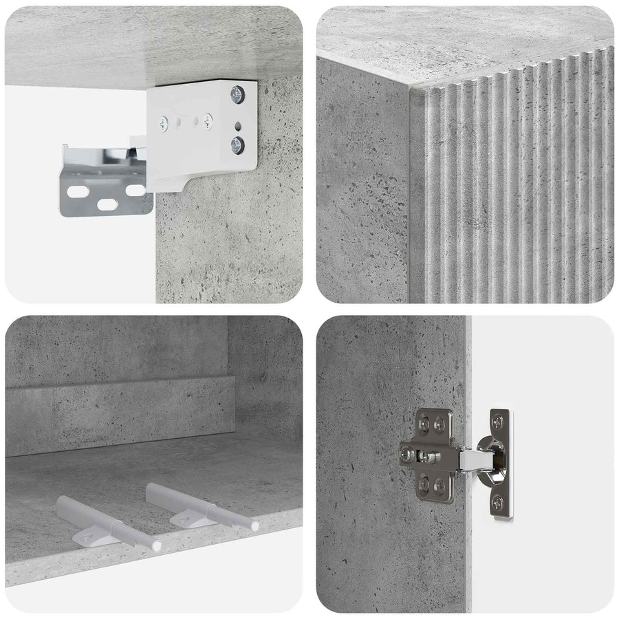 Wandkast Betongrijs 66 x 34,5 x 90 cm Bewerkt hout