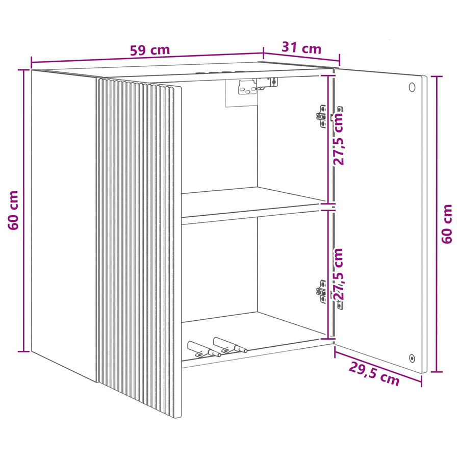 Wandkast Wit 59 x 31 x 60 cm Bewerkt hout
