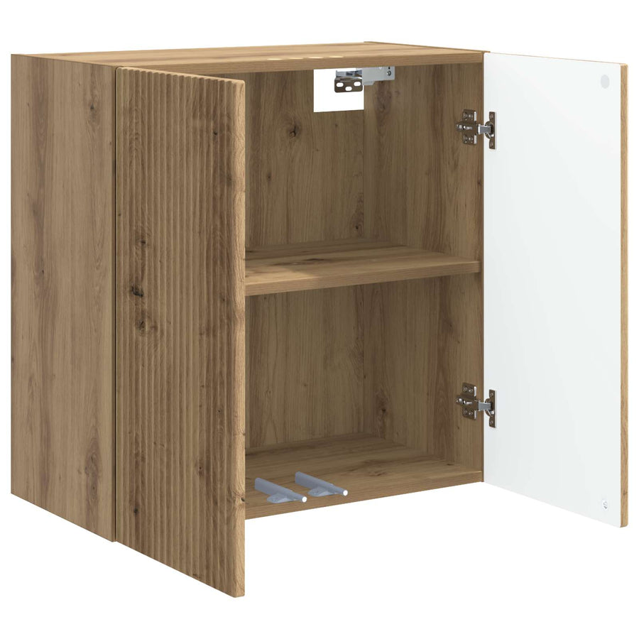 Wandkast Artisanaal eiken 59 x 31 x 60 cm Bewerkt hout