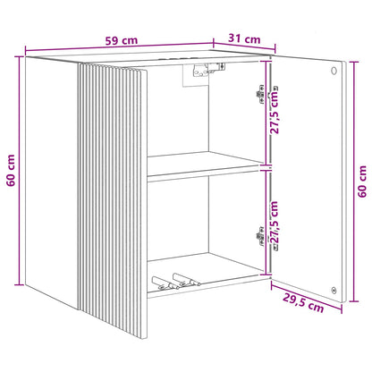 Wandkast Artisanaal eiken 59 x 31 x 60 cm Bewerkt hout