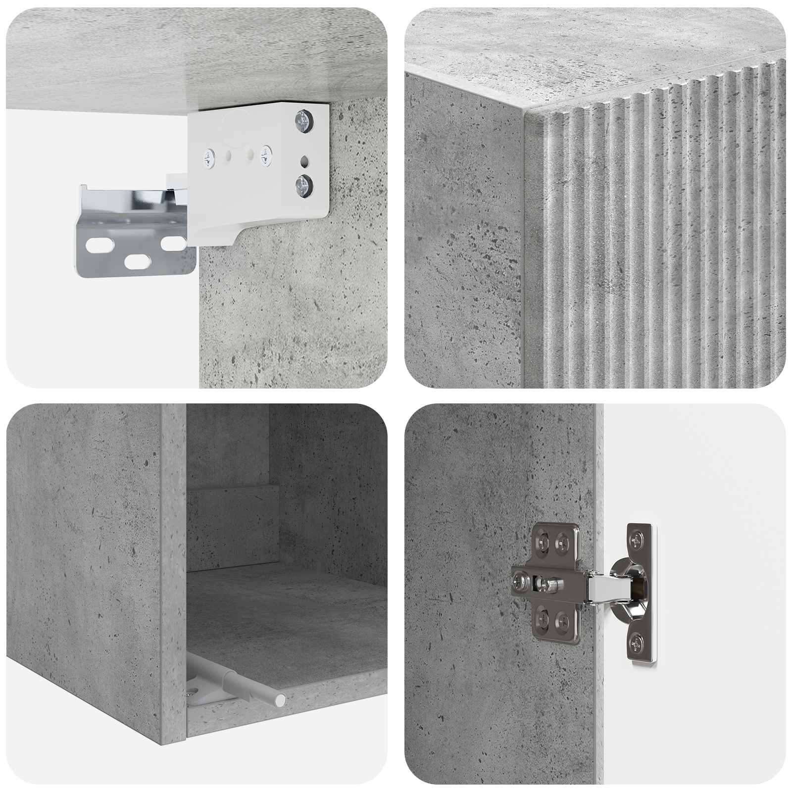 Wandkast Betongrijs 33 x 34,5 x 90 cm Bewerkt hout
