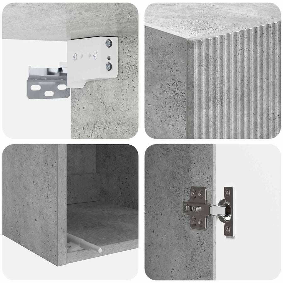 Wandkast Betongrijs 33 x 34,5 x 90 cm Bewerkt hout