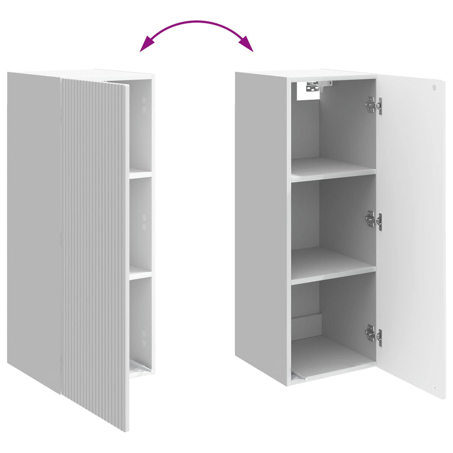 Wandkast Hoogglans Wit 33 x 34,5 x 90 cm Bewerkt hout
