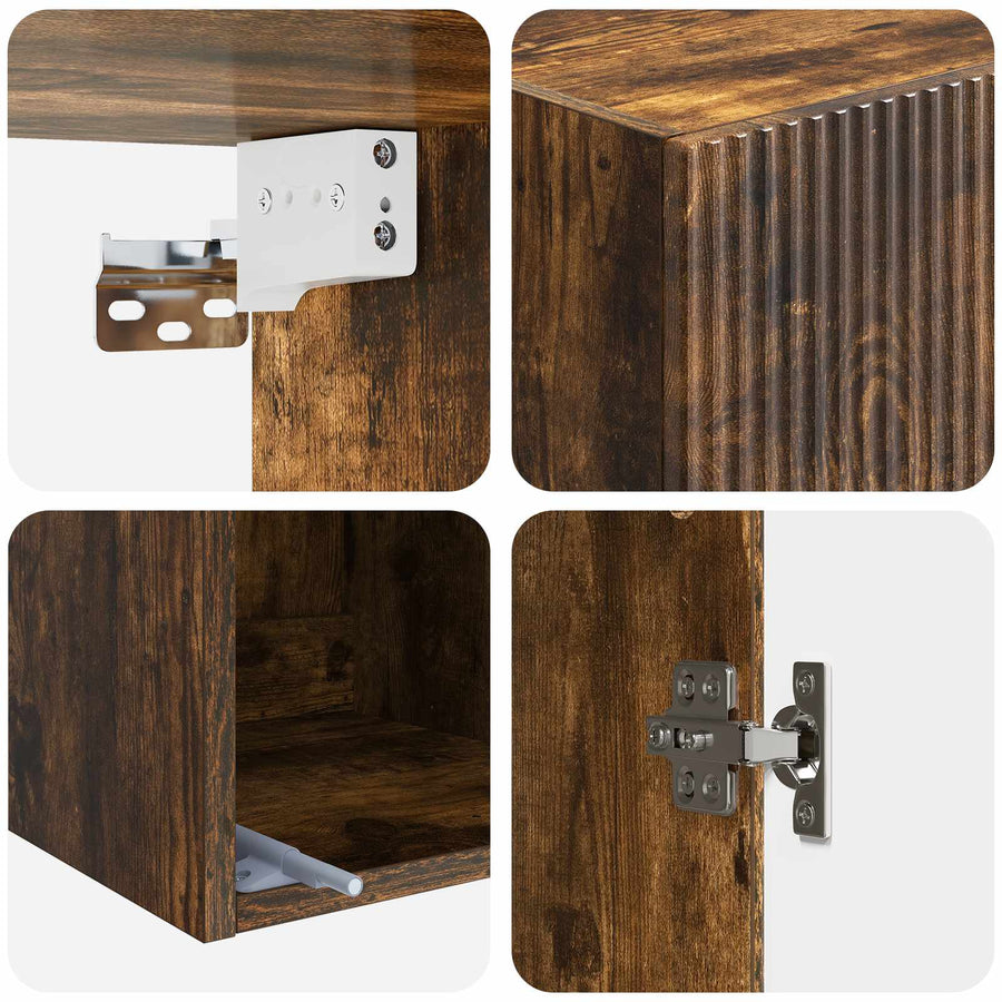 Wandkast Gerookt eiken 33 x 34,5 x 90 cm Bewerkt hout