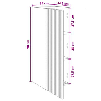 Wandkast Gerookt eiken 33 x 34,5 x 90 cm Bewerkt hout