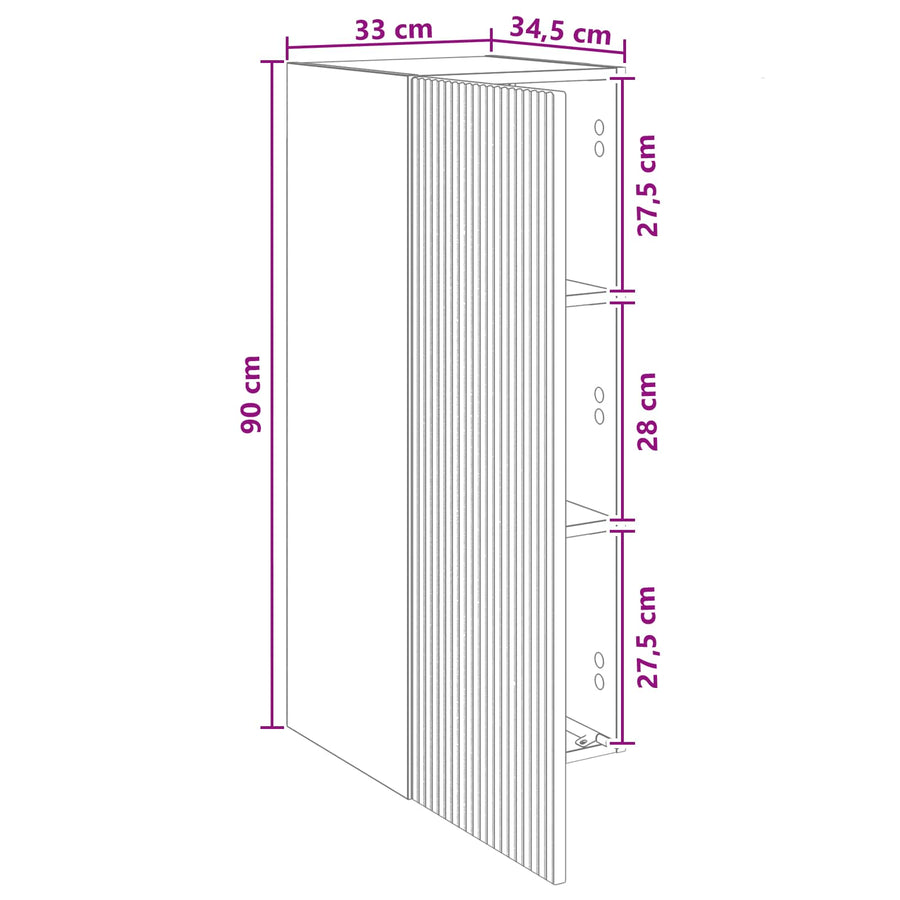 Wandkast Grijs Sonoma 33 x 34,5 x 90 cm Bewerkt hout