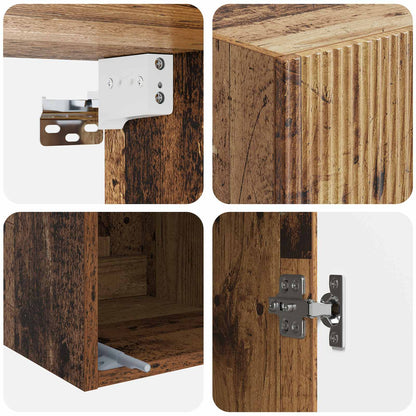 Wandkast Oud hout 33 x 34,5 x 90 cm Bewerkt hout