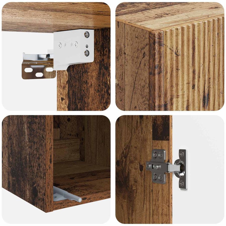 Wandkast Oud hout 33 x 34,5 x 90 cm Bewerkt hout