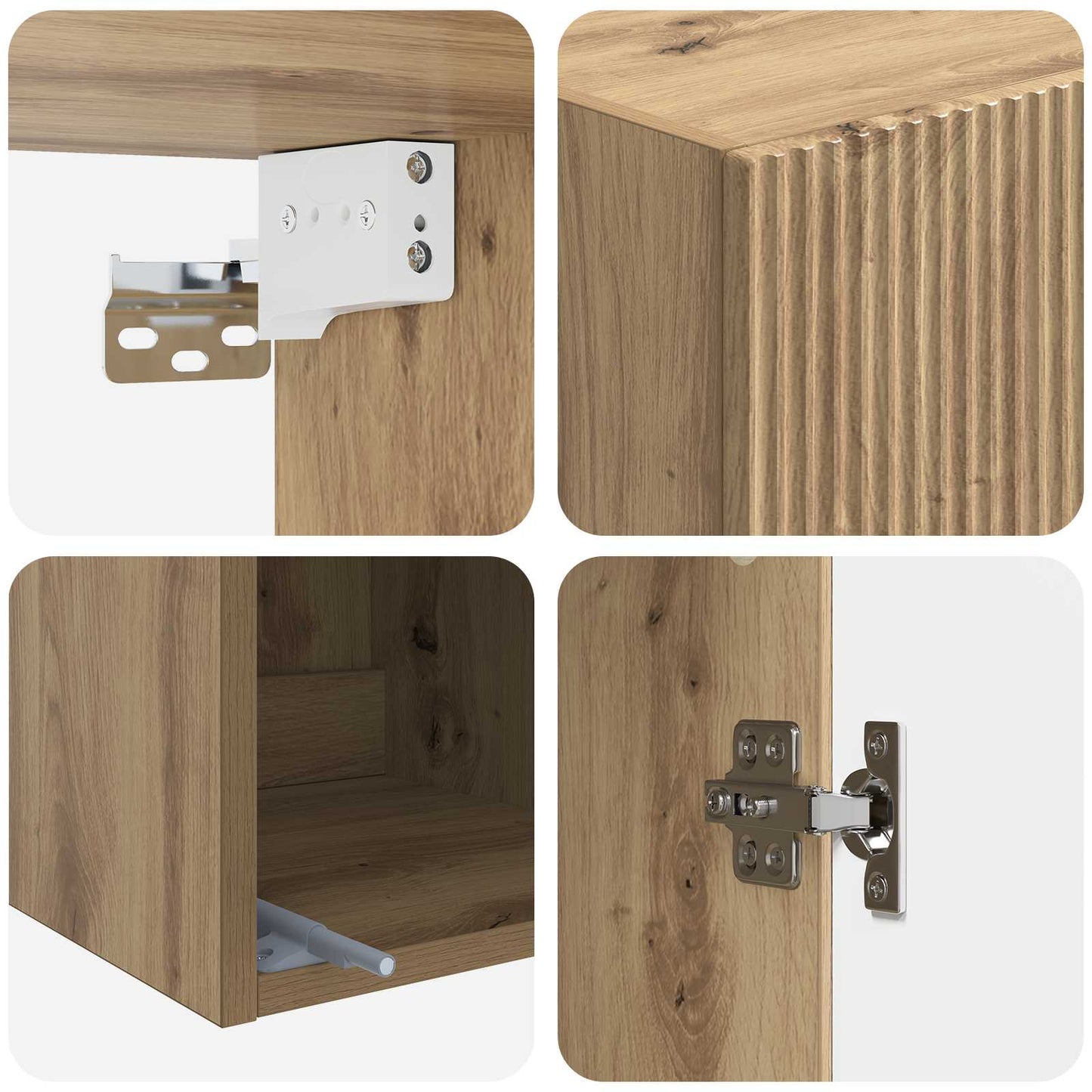 Wandkast Artisanaal eiken 33 x 34,5 x 90 cm Bewerkt hout