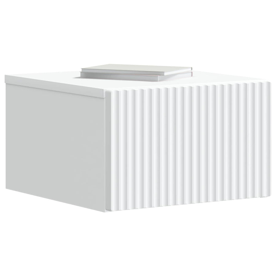 Wandbeugel Bedkast met lade Wit 33 x 34,5 x 20 cm Bewerkt hout