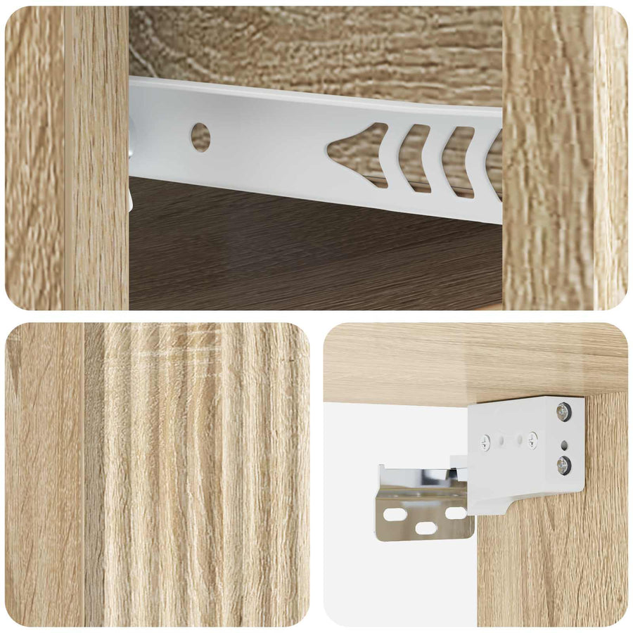 Wandbeugel Bedkast Sonoma Eiken 33 x 34,5 x 20 cm Bewerkt hout