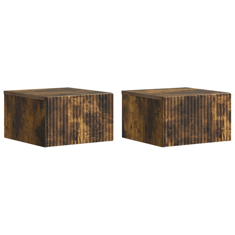 Wandbeugel Bedkast 2 pcs Gerookt eiken 33 x 34,5 x 20 cm