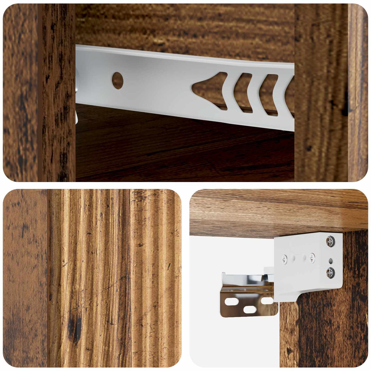 Wandbeugel Bedkast Oud hout 33 x 34,5 x 20 cm Bewerkt hout