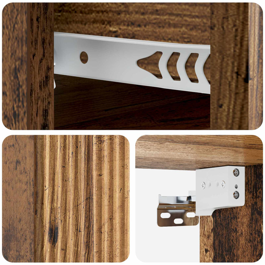 Wandbeugel Bedkast met lade 2 pcs Oud hout 33 x 34,5 x 20 cm