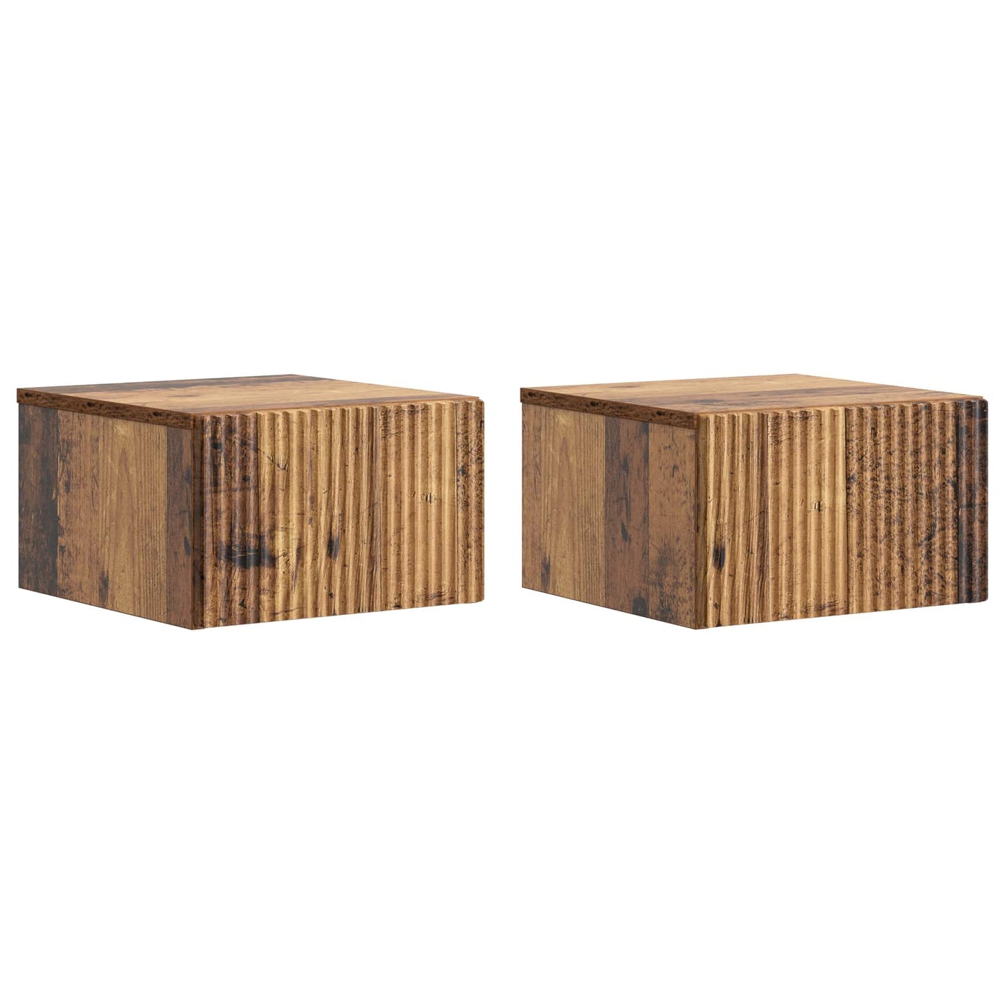 Wandbeugel Bedkast met lade 2 pcs Oud hout 33 x 34,5 x 20 cm