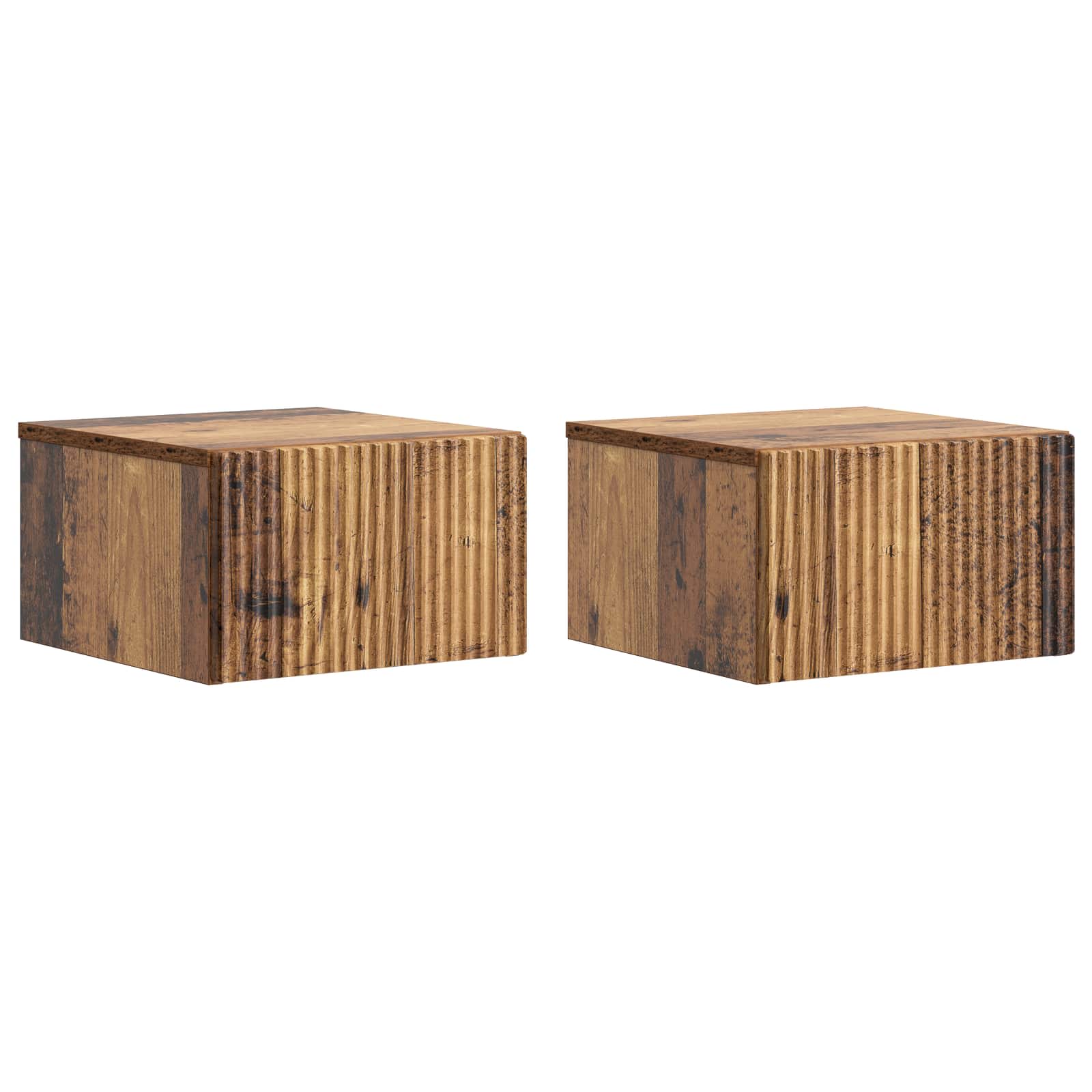 Wandbeugel Bedkast met lade 2 pcs Oud hout 33 x 34,5 x 20 cm