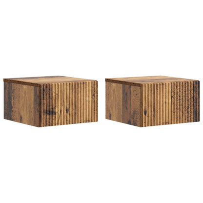 Wandbeugel Bedkast met lade 2 pcs Oud hout 33 x 34,5 x 20 cm