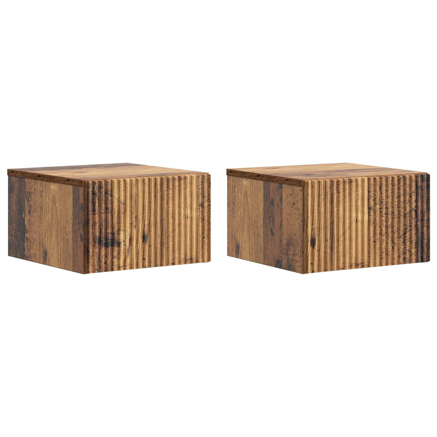 Wandbeugel Bedkast met lade 2 pcs Oud hout 33 x 34,5 x 20 cm