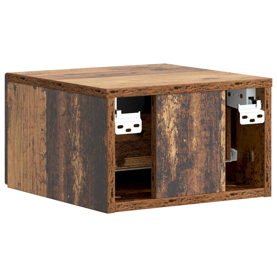 Wandbeugel Bedkast met lade 2 pcs Oud hout 33 x 34,5 x 20 cm