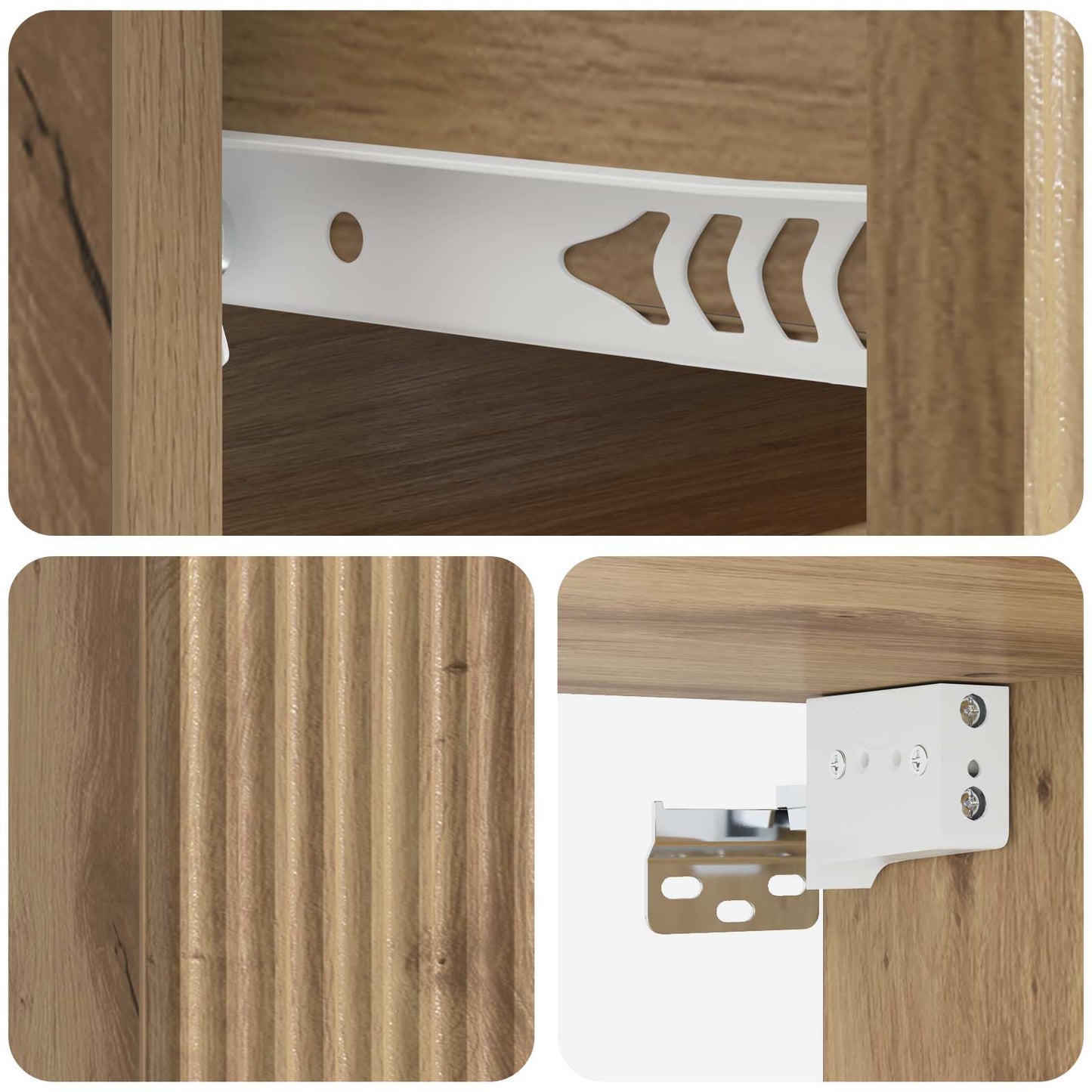 Wandbeugel Bedkast met lade Artisanaal eiken 33 x 34,5 x 20 cm