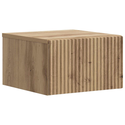 Wandbeugel Bedkast met lade Artisanaal eiken 33 x 34,5 x 20 cm