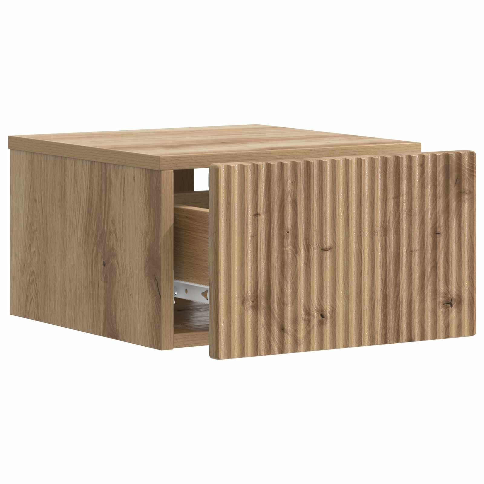 Wandbeugel Bedkast met lade Artisanaal eiken 33 x 34,5 x 20 cm