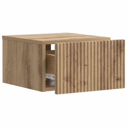 Wandbeugel Bedkast met lade Artisanaal eiken 33 x 34,5 x 20 cm