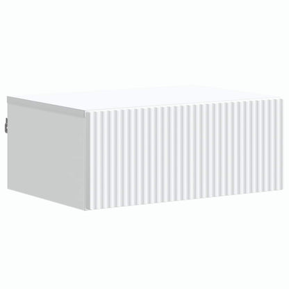 Wandbeugel Bedkast met lade Wit 49 x 34,5 x 20 cm Bewerkt hout