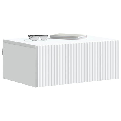 Wandbeugel Bedkast met lade Wit 49 x 34,5 x 20 cm Bewerkt hout