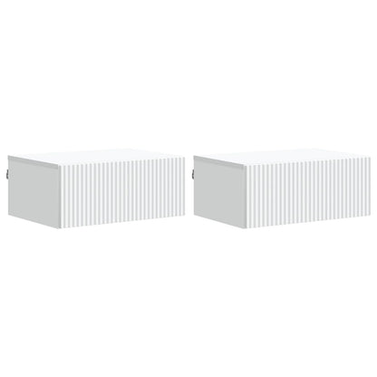 Wandbeugel Bedkast 2 pcs Wit 49 x 34,5 x 20 cm Bewerkt hout