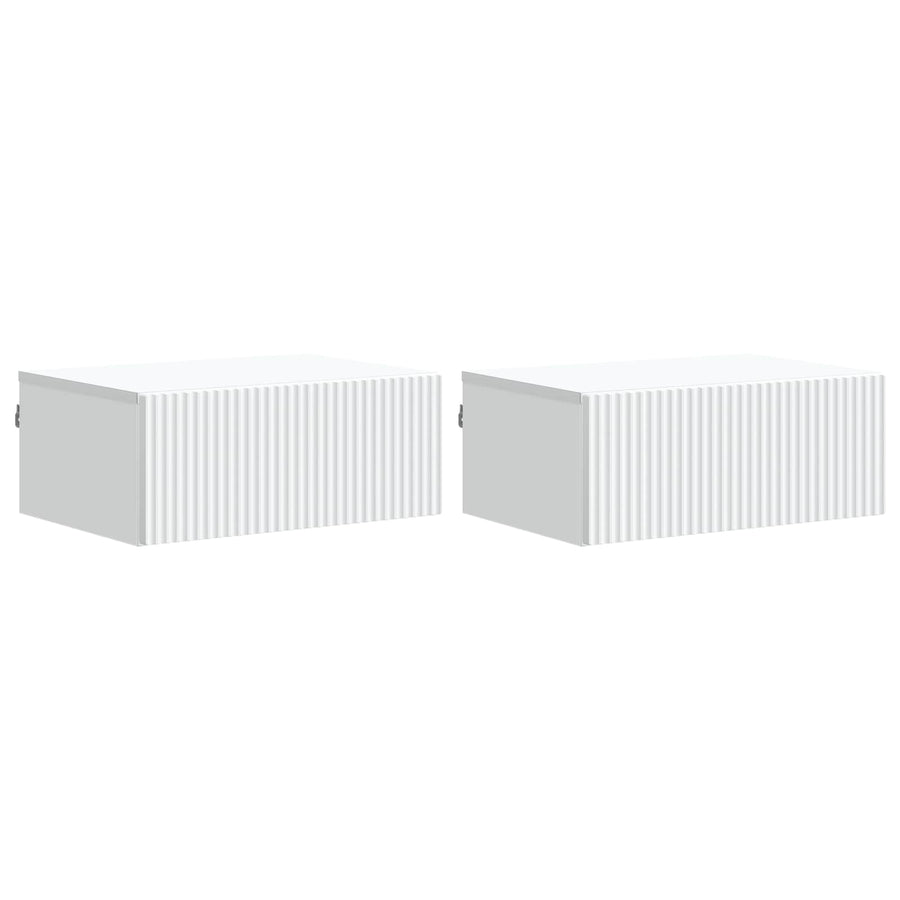 Wandbeugel Bedkast 2 pcs Wit 49 x 34,5 x 20 cm Bewerkt hout