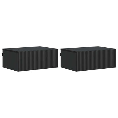 Wandbeugel Bedkast 2 pcs Zwart 49 x 34,5 x 20 cm Bewerkt hout