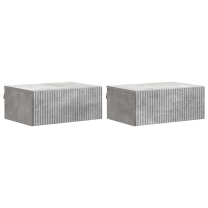 Wandbeugel Bedkast met lade 2 pcs Betongrijs 49 x 34,5 x 20 cm